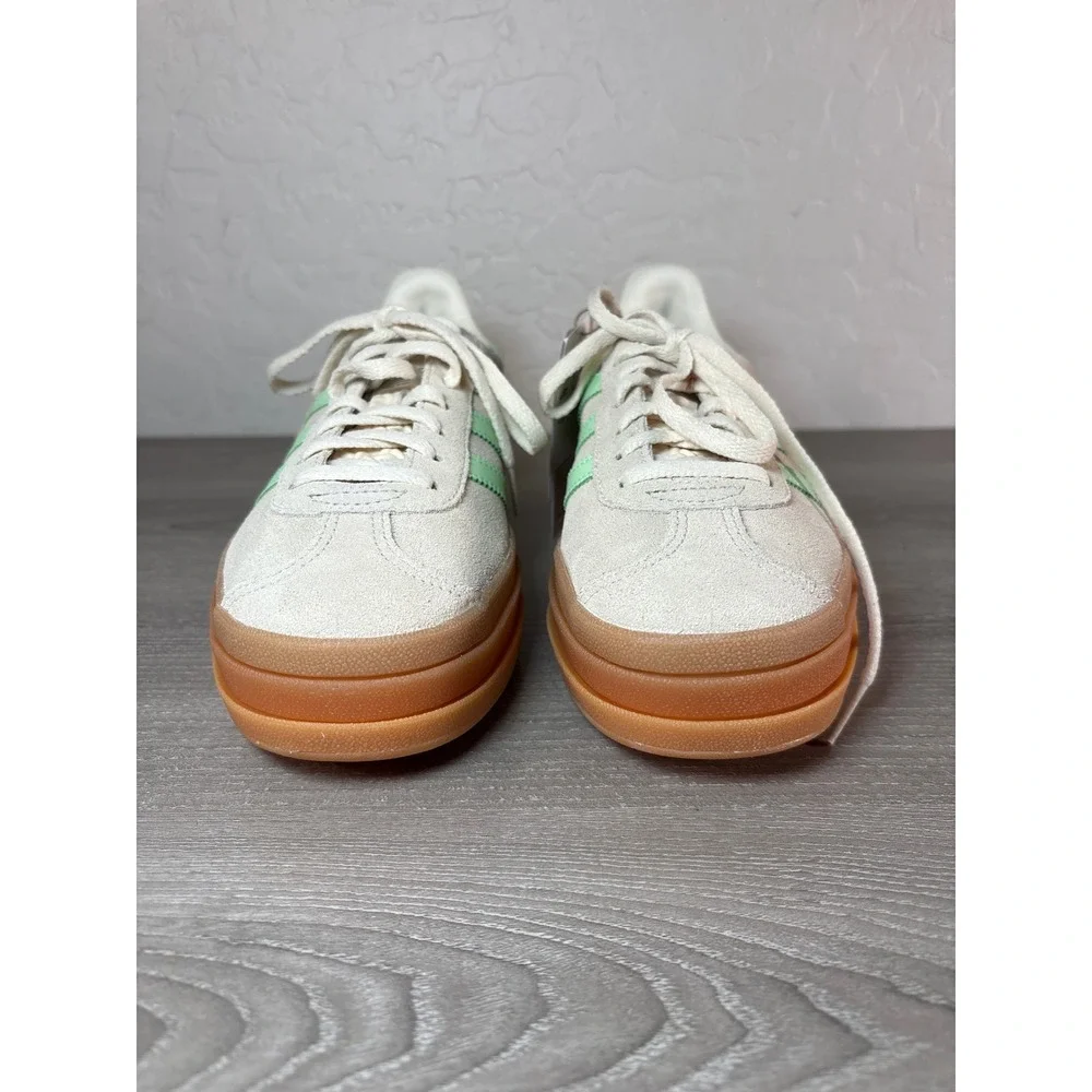 Adidas Gazelle Bold Off White Mint Green Gum‎ Platform Sneakers JQ7410 Youth 4.5
